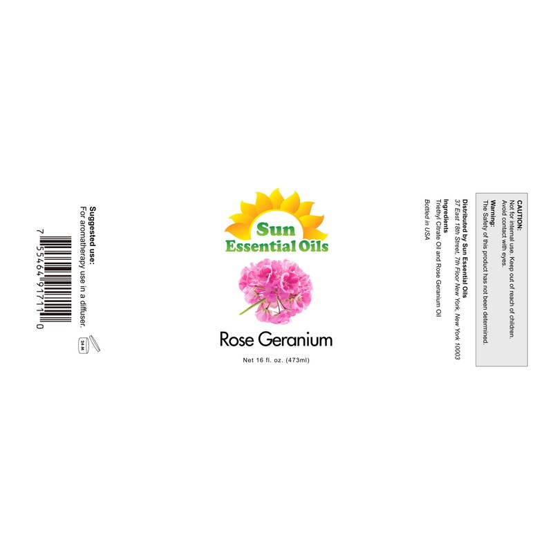 Sun Essential Oils - Rose Geranium Essential Oil 16oz for