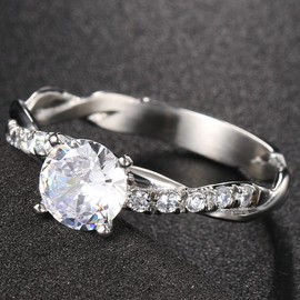 Jude Jewelers Stainless Steel 2.0 Carat Simulated Diamond Wedding Engagement Solitaire Style Proposal Ring, Metal, Cubic Zirconia