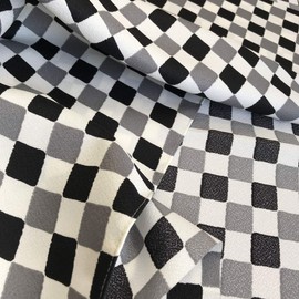 Fashionable Workshop Furoshiki Eco Cloth, Men's, Checkered, White, Black, Polyester, 27.6 inches (70 cm), Made in Japan