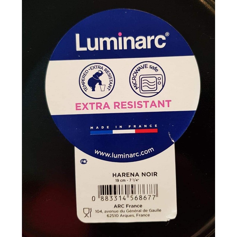 Arcoroc ARC L7613 Harena Teller flach, 19 cm, Opalglas, schwarz