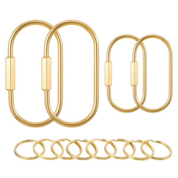 Hpmjz 4Pcs Gold Brass Key Rings Purse Bag Charms Screw