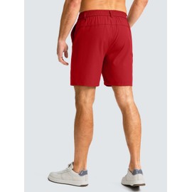 G Gradual Men's Casual Shorts 7" Lightweight Golf Shorts for Men Stretch with 3 Pockets Quick Dry Breathable Work Shorts Red