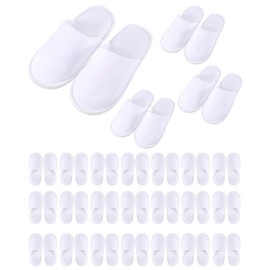 Twistover 24 Pairs Kids Disposable Slippers Non Slip Closed Kids Spa Slippers Comfortable Home Slippers Disposable Spa Indoor Outdoor Slipper for 4-12 Years Old Boys Girls Party Hotel Travel(White,M)