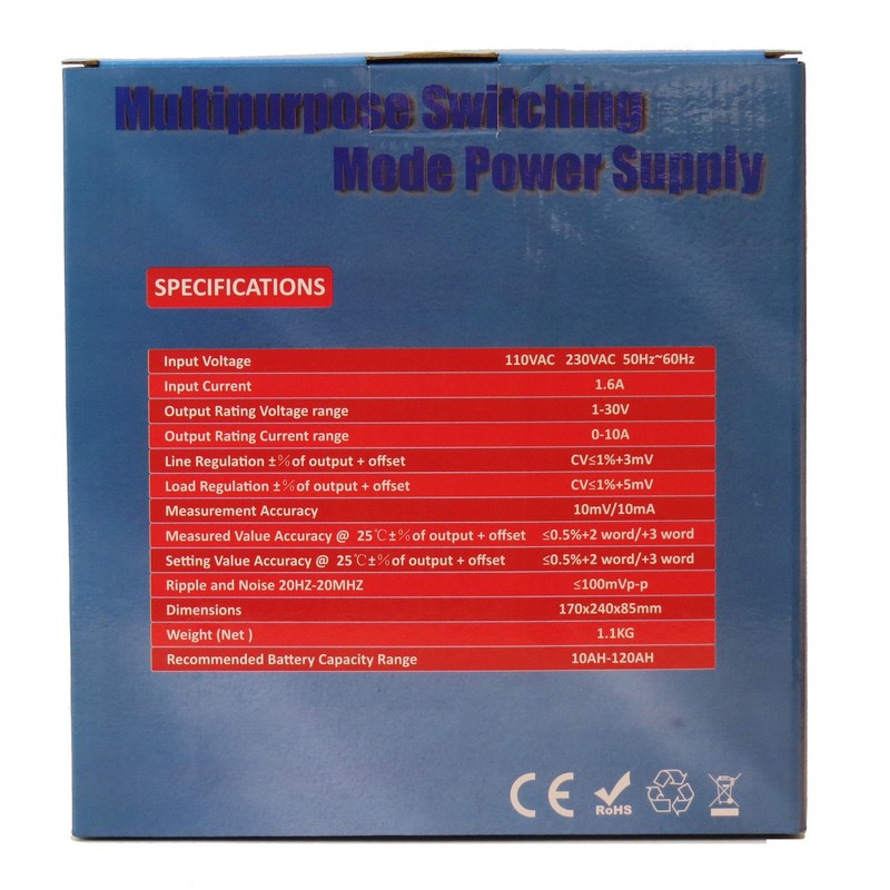 TekPower TP3010HB Adjustable Switching DC Power Supply 30V 10A With