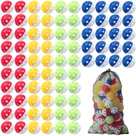 Soulchen 80 Pack Practice Golf Balls Limited Flight 42 mm/1.65 inch Golf Training Airflow Hollow Plastic Ball for Women Men Indoor Outdoor Driving Range Swing Practice Home, 4 Color Kit