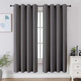CUCRAF Light Grey Blackout Curtains 63 inch Length 2 Panels Set, Room Darkening Drapes for Living Room Bedroom, Thermal Insulated Light Blocking Grommet Window Curtain (W52 x L63 Inch)