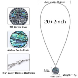 Amavive St Christopher Necklace Mens Womens, Saint Christopher Medal Pendant for Car Necklace, Amulet Necklace Mens Silver Chain With Pendant Retro Religious Christian Amulet Pendant Jewelry Gift