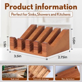 DEBETOOL Wood Soap Dish - Wooden Soap Holder for Bar Soap, 2 Pack Waterproof Wooden Soap Tray Self Draining with Non-Slip Mat for Shower, Bathroom, Kitchen