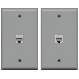 (2 Pack) RiteAV 1 Port Cat5e Rj45 Ethernet Wall Plate Gray