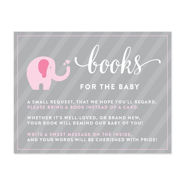 Andaz Press Girl Elephant Baby Shower Collection, Games, Activities, Decorations, Books for Baby Request Cards, 20-pack