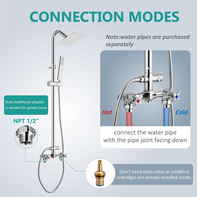 Aolemi Wall Mount Outdoor Shower Kit,Outdoor Shower Fixtures Faucet System