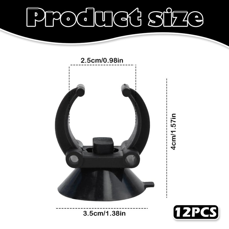 12-Pack Multi-Use Aquarium Suction Mounts , 2.5cm Secure Clips ,