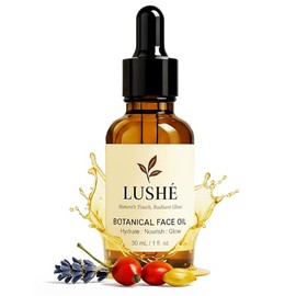 LUSHÉ Aceite facial botánico con argán, jojoba, rosa mosqueta y vitamina E | Aceite facial K Beauty para el cuidado de la piel para mujeres | Brillo h