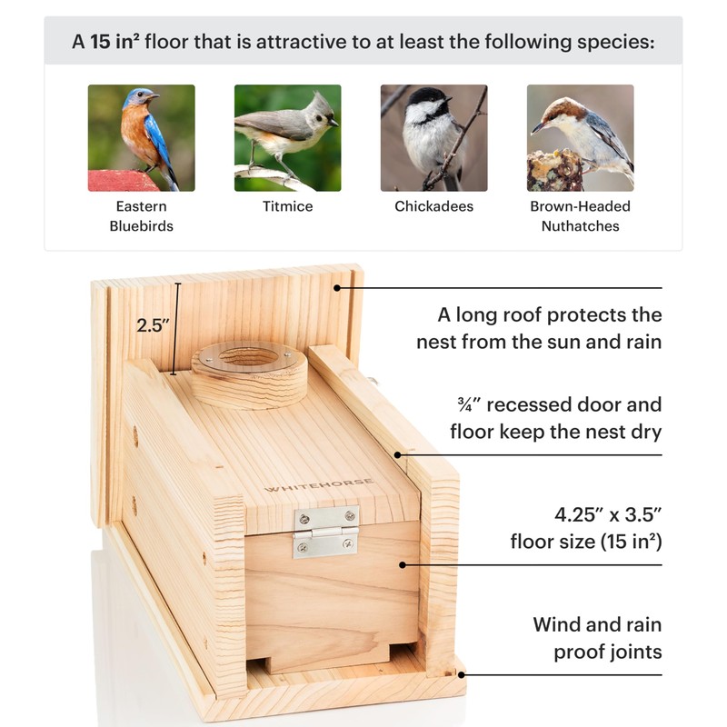 WHITEHORSE Bird Houses for Outside - Weatherproof Bird House for