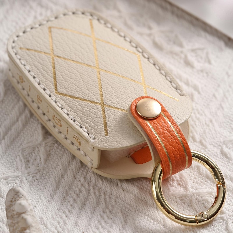 Hontumax Premium Leather 7-Button Key Fob Cover Case for Genesis