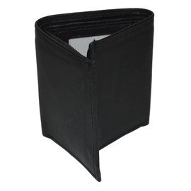 Leatherboss Genuine Leather Small Compact Kids baby Trifold Wallet Credit Debit Card holder, Black