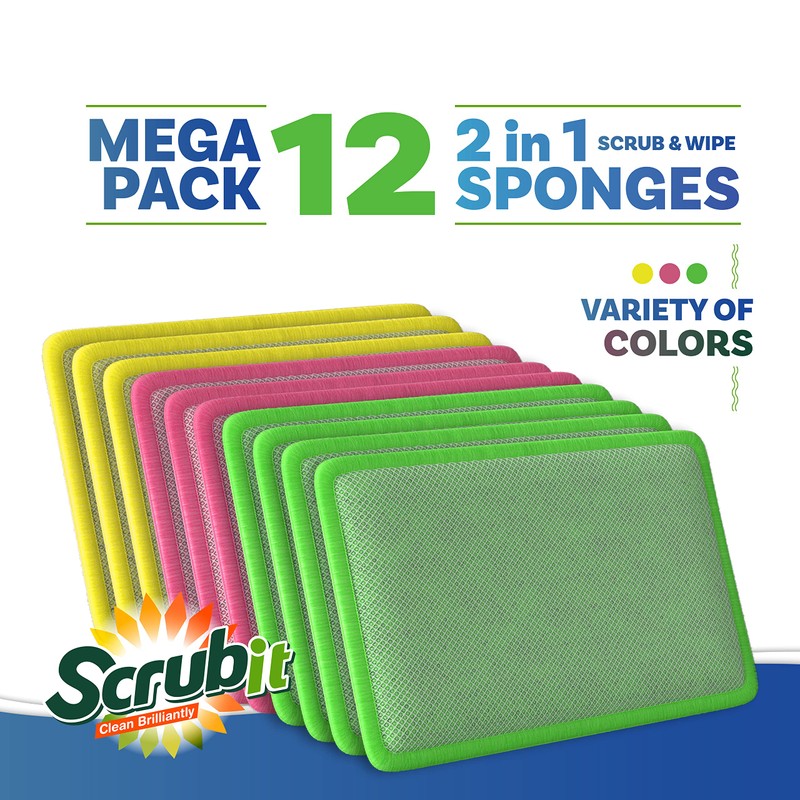 SCRUBIT - [12 Pack] Scrub and Wipe Cleaning Pads –