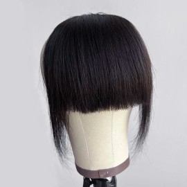 Soft and Bouncy Clip in Fringe Bangs 100% Remy Human Hair Bangs with Clip Natural Straight Human Hair Bangs for Black Blondecolor: 01 Jet Black