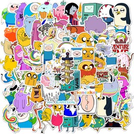 Adventure Time Stickers, Cartoon TV Show Characters Stickers, Graffiti Vinyl Waterproof Stickers for Laptop, Water Bottle, Skateboard, Children and Teenagers, Pack of 100