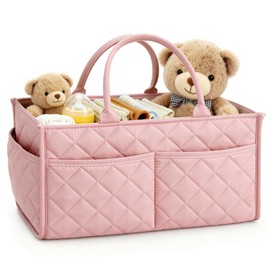 Tivellary Baby Diaper Caddy Organizer – Spacious Storage Basket for Newborn Essentials, Nursery & Diaper Station, Registry Essential, Dusty Rose