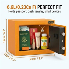 Mini Safe Box, Small Money Safe with Digital Keypad & 2 Backup Keys