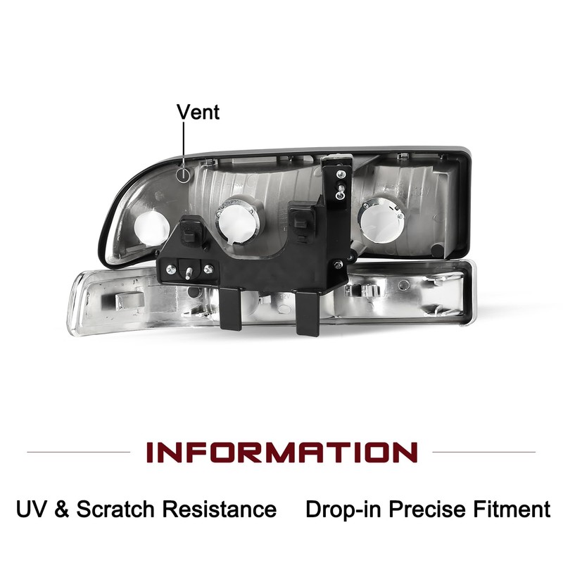 JSBOYAT 4 PCS Headlight Assembly Replacement for 1998-2005 Chevy Blazer