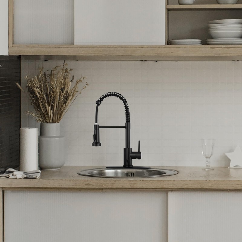 DJS Touchless Kitchen Faucets with Pull Down Sprayer Matte Black