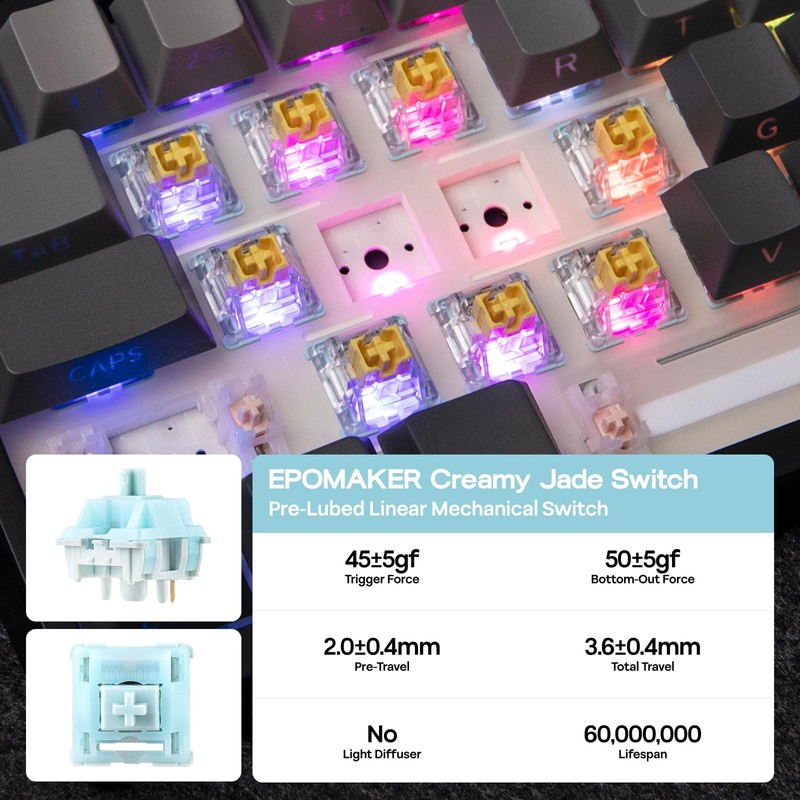 EPOMAKER TH108 Full Size Mechanical Keyboard, Wireless Gaming Keyboard with