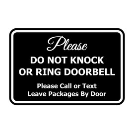 Signs ByLITA Classic Framed Do not Knock or Ring Doorbell (negro) - Mediano
