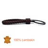LABEN Key Chain Lambskin Handwoven Genuine Leather Keychain - Brown
