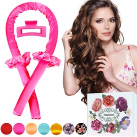 KAITION Lockenwickler, Locken ohne Hitze, Heatless Curls Band für traumhafte Locken über Nacht, rutschfeste Seidenhaar-Lockenwickler, DIY-Frisurenset für langes Haar (Pink)