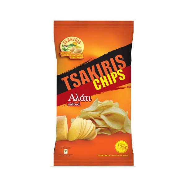 Tsakiris Potato Chips with Salt From Greece - 24 Packs X 45g (1.6 Ounces Per Pack)