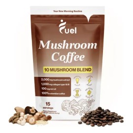Fuel Nutrition Pro Café Con Colágeno Y Hongos  Mushroom Coffee with Collagen, 15 Servings                                                             