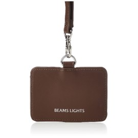 BEAMSLITS ID Card Case, Leather Color Stitching ID Case, Braun