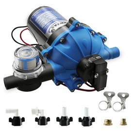 12V DC RV Fresh Water Pump, 7.0GPM 75PSI, Five Chamber Self-Priming Diaphragm Pump with Heavy-Duty Pressure Switch and Filter, Ideal for RVs, Yachts, Farmland, and Garden Irrigation, Camping