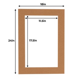 12x18 Mat for 18x24 Frame - Precut Mat Board Acid-Free Brown 12x18 Photo Matte Made to Fit a 18x24 Picture Frame, Premium Matboard for Family Photos, Show Kits, Art, Picture Framing, Pack of 1 Mat