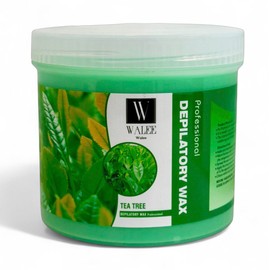 Walee Wax Pot Tub- Tea Tree, Honey, Pink & Creme- For All Skin Types, Full Body Hair Removal, Wax Heater Friendly, At Home and Professional Use For Stubborn Hair Removal- 500g (500g, Tea Tree)