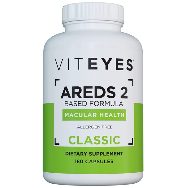 Viteyes AREDS 2 Eye Vitamins, Classic Macular Support, Allergen Free Capsules, with Natural Vitamin E, Vitamin C, Zinc, Copper, Lutein & Zeaxanthin, Eye Doctor Trusted, Manufactured in The USA, 180 Ct