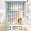 ZXMBF 4Pcs Beach Coastal Shower Curtain Sets Ocean Sunrise Seaside