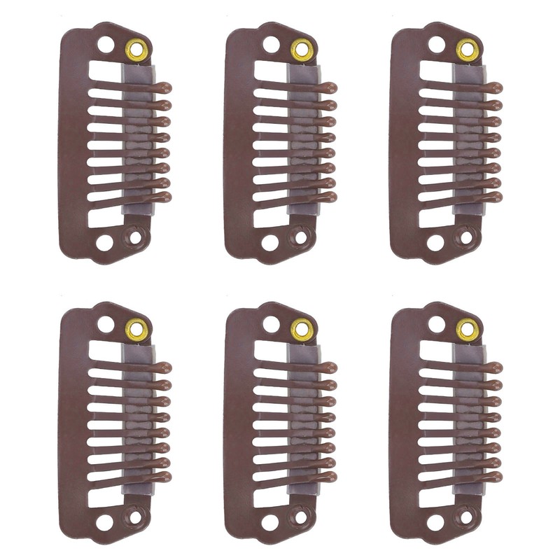 50pcs 8 Tips 8 Teeth Snap Comb Wig Clips Stainless