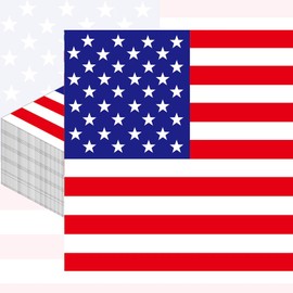Pack of 50, American Flag Napkins, Patriotic USA Flag Design, Red White Blue Disposable Paper Napkin for 4th of July, Independence Day, Memorial Day, Veterans Day Celebration, 13x13 Inches Unfolded