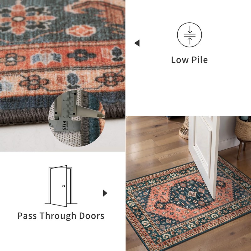 Tangsoo Oriental 2x3 Small Rug for Entryway,Washable Non-Slip Indoor Mat