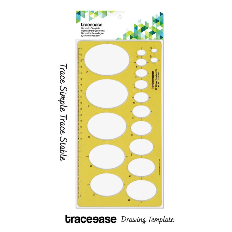 Traceease Geometric Drafting 45° Ellipse Template Drawing Stencil, Designing Template