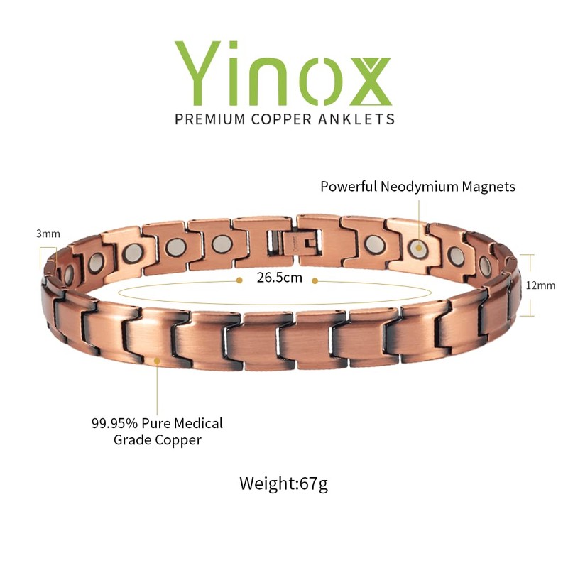 Copper Magnetic Anklets 26cm/12mm, Ankle Bracelets, Nice &Trendy, Gift for