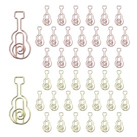 OWLFAVO 40pcs Guitar Shape Paper Clips with Clear Box, Mixed Colors, Funny Cute Paperclips Bookmarks Planner Clips for Fun Office Supplies School Gifts Wedding Decoration