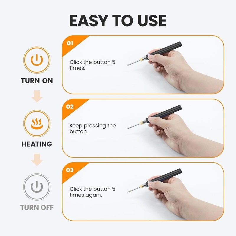 Soldering Pen Battery LCD 2.7V/3.4V/4.2V, Rechargeable Thread Burner kit