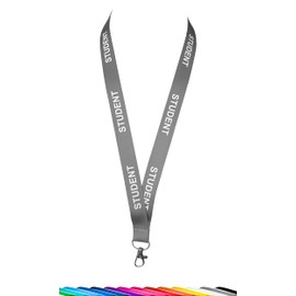 Student Printed Lanyard Neck Strap with Metal Clip, Plastic Safety Breakaway, Grey by Rolseley® ltd