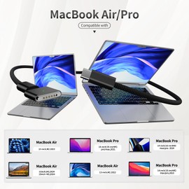 Tciogrxp USB-C to Magnetic 3 cable140W Compatible with MacBook Pro 2023 (M2, 14/16 inch), MacBook Air 2022 (M2), MacBook Pro 2021 (M1, 14/16 inch) with 240W Type-C Charging Cable (2M/6.6ft),Black