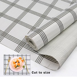 Drawer and Shelf Liner, Shelf Liner for Kitchen Cabinets,Non-Adhesive Cabinet Liner, PVC Drawer Liner for Dresser Non-SlipKitchen Cabinets Cupboard,12 in X 6.5 FT (White Stripes)