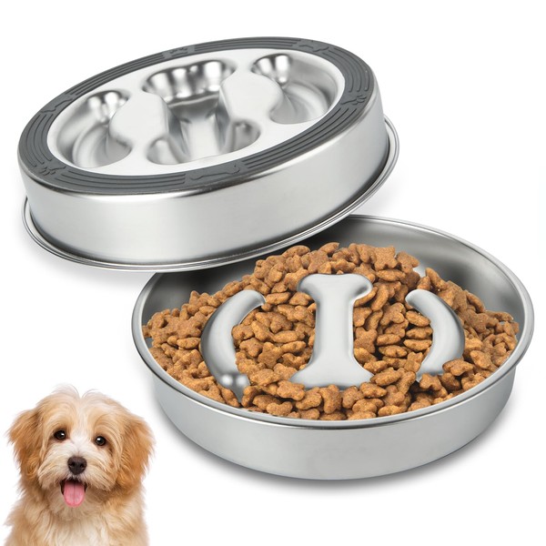 LDXDRU 2Pcs Slow Feeder Dog Bowl, Non-Slip Dog Food Bowl,
